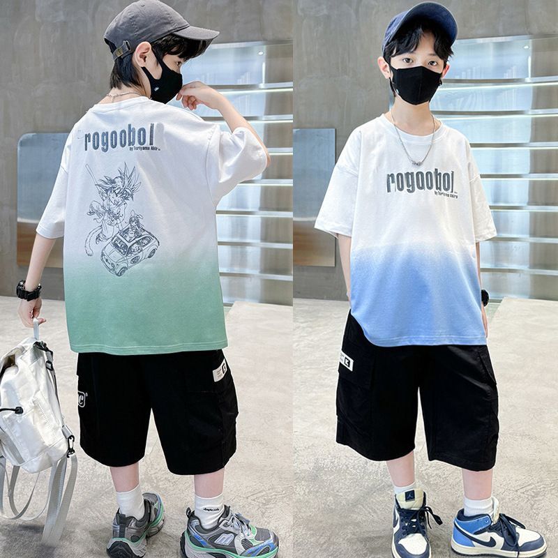 Sarah Kids Clothes Boys Summer T-Shirt and Shorts Set for 3-12 Years Children Clothing Set Casual Boys' Summer Outfit Set 2pcs Outwear Suits Casual Teenager Boys Clothes Sets Kid Clothes,Boy Clothes