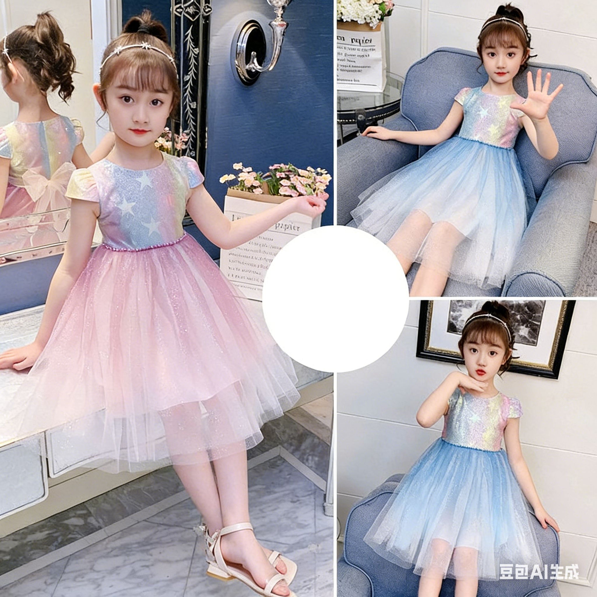 Girls Summer Dress Cartoon Pattern Knee-Length Sweet Style Princess Design Cotton Children's Clothing Summer Floral Print Sling Dress Teen Girl Dresses Kids Clothing for Party Birthday