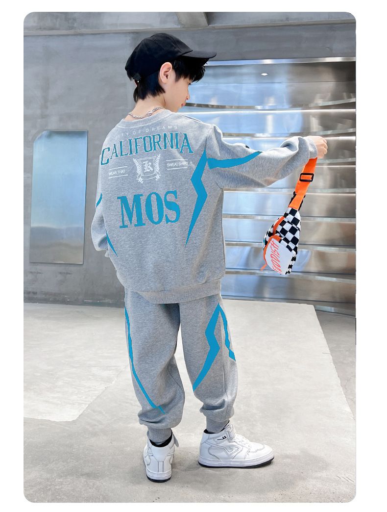 Sarah Fall/Winter Boys Casual Clothing Set Handsome Leisure Suit Printed Vests Pants Sports Two-Piece Polyester Sports Fashionable Boys Handsome Children Clothes Kid Clothes,Boy Clothes