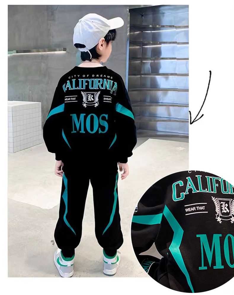 Sarah Fall/Winter Boys Casual Clothing Set Handsome Leisure Suit Printed Vests Pants Sports Two-Piece Polyester Sports Fashionable Boys Handsome Children Clothes Kid Clothes,Boy Clothes