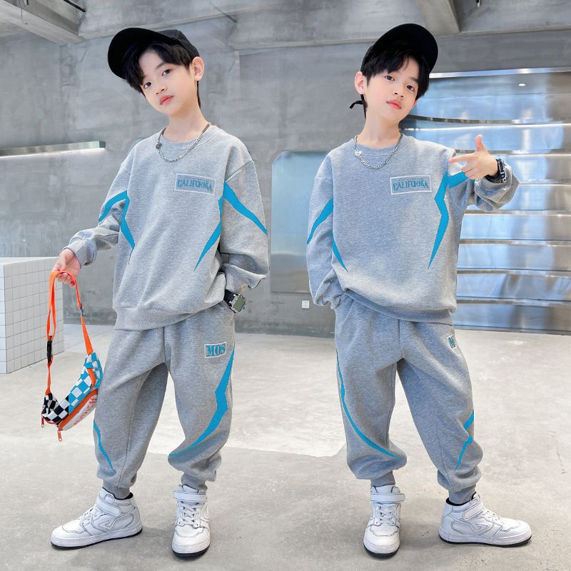 Sarah Fall/Winter Boys Casual Clothing Set Handsome Leisure Suit Printed Vests Pants Sports Two-Piece Polyester Sports Fashionable Boys Handsome Children Clothes Kid Clothes,Boy Clothes