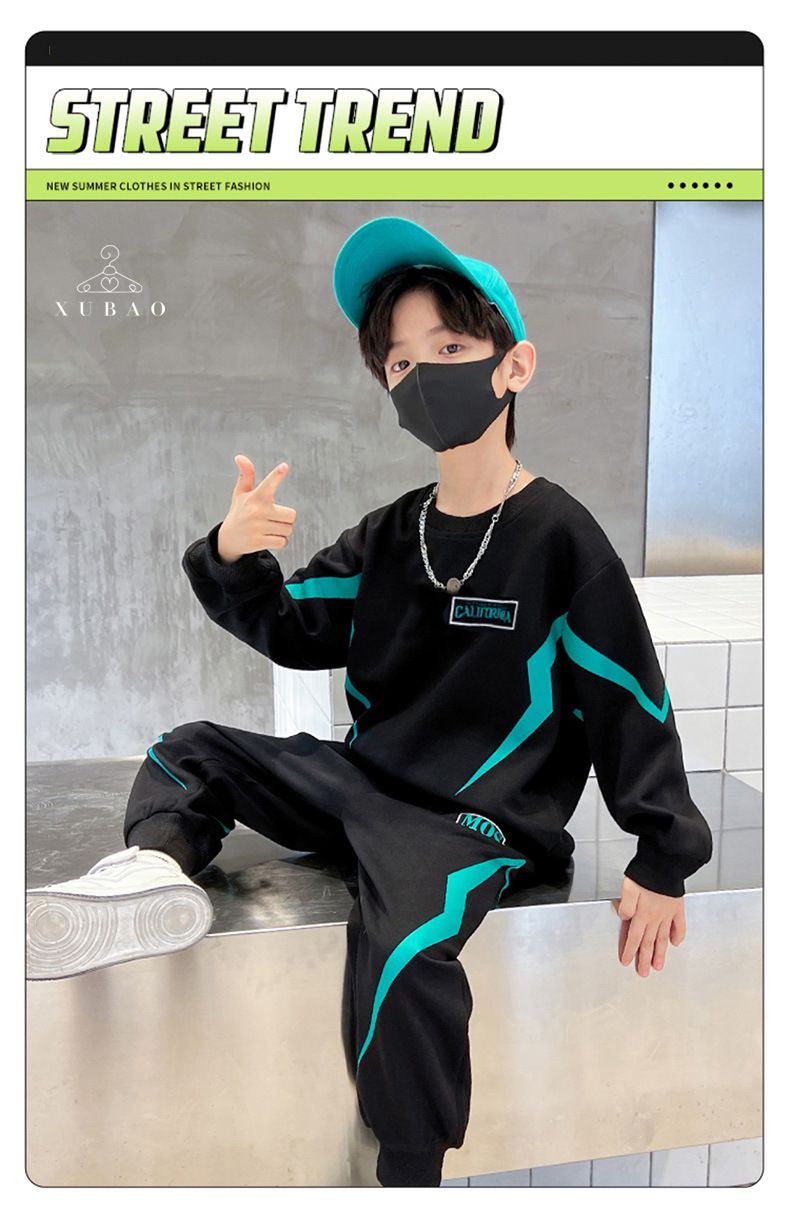 Sarah Fall/Winter Boys Casual Clothing Set Handsome Leisure Suit Printed Vests Pants Sports Two-Piece Polyester Sports Fashionable Boys Handsome Children Clothes Kid Clothes,Boy Clothes