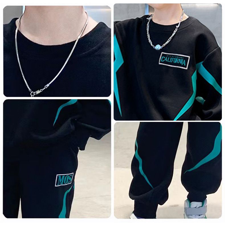 Sarah Fall/Winter Boys Casual Clothing Set Handsome Leisure Suit Printed Vests Pants Sports Two-Piece Polyester Sports Fashionable Boys Handsome Children Clothes Kid Clothes,Boy Clothes