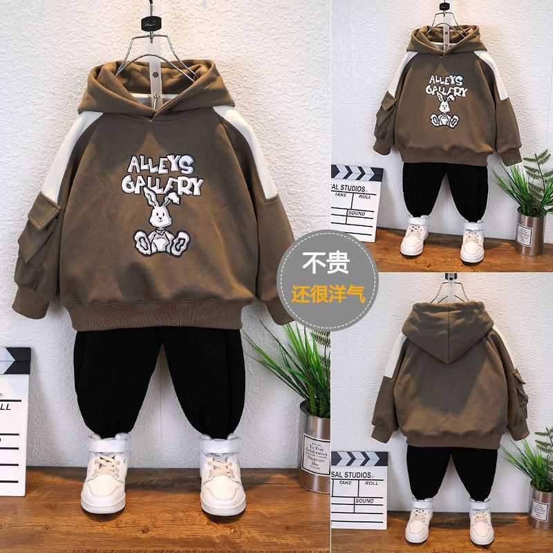 Baby's Boys Casual Pullover Hoodie Winter Long Sleeve Oversize Printed Cotton Breathable Windproof Sweatshirt T-shirts Sportswear Hoodies（Only Have Hoodie, No have pants）