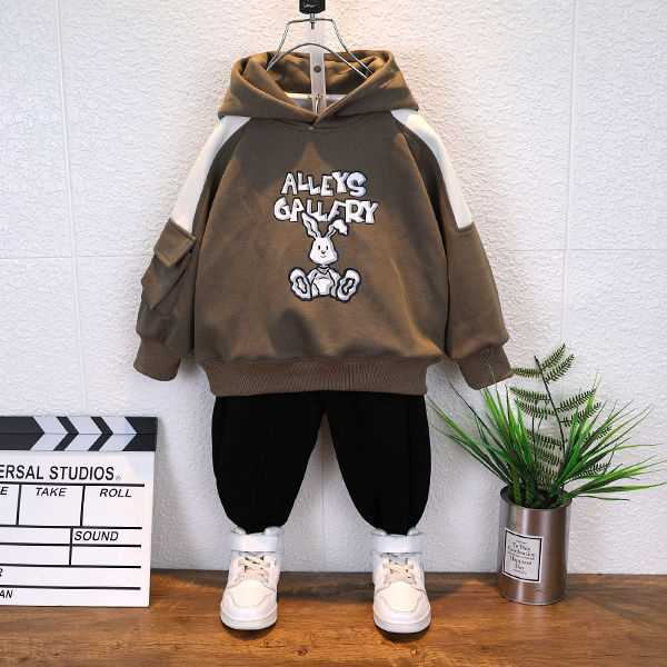 Baby's Boys Casual Pullover Hoodie Winter Long Sleeve Oversize Printed Cotton Breathable Windproof Sweatshirt T-shirts Sportswear Hoodies（Only Have Hoodie, No have pants）