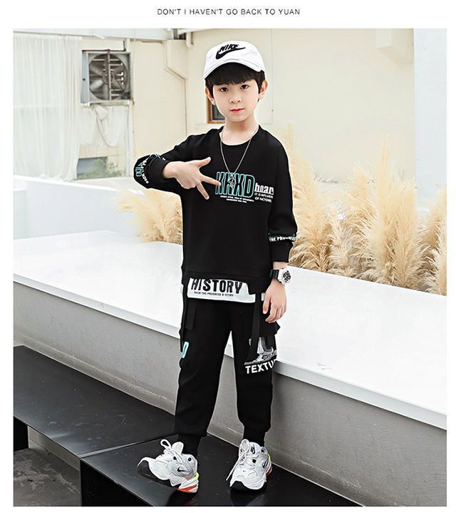 Sarah Fall/Winter Boys Casual Clothing Set Handsome Leisure Suit Printed Vests Pants Sports Two-Piece Polyester Sports Fashionable Boys Handsome Children Clothes,kid clothes,boy clothes