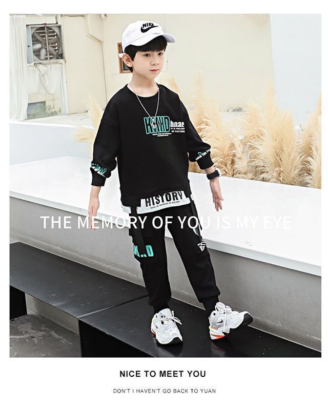 Sarah Fall/Winter Boys Casual Clothing Set Handsome Leisure Suit Printed Vests Pants Sports Two-Piece Polyester Sports Fashionable Boys Handsome Children Clothes,kid clothes,boy clothes