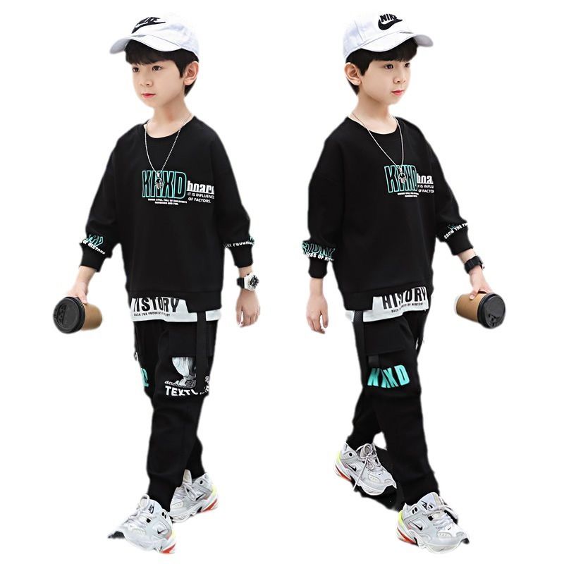 Sarah Fall/Winter Boys Casual Clothing Set Handsome Leisure Suit Printed Vests Pants Sports Two-Piece Polyester Sports Fashionable Boys Handsome Children Clothes,kid clothes,boy clothes