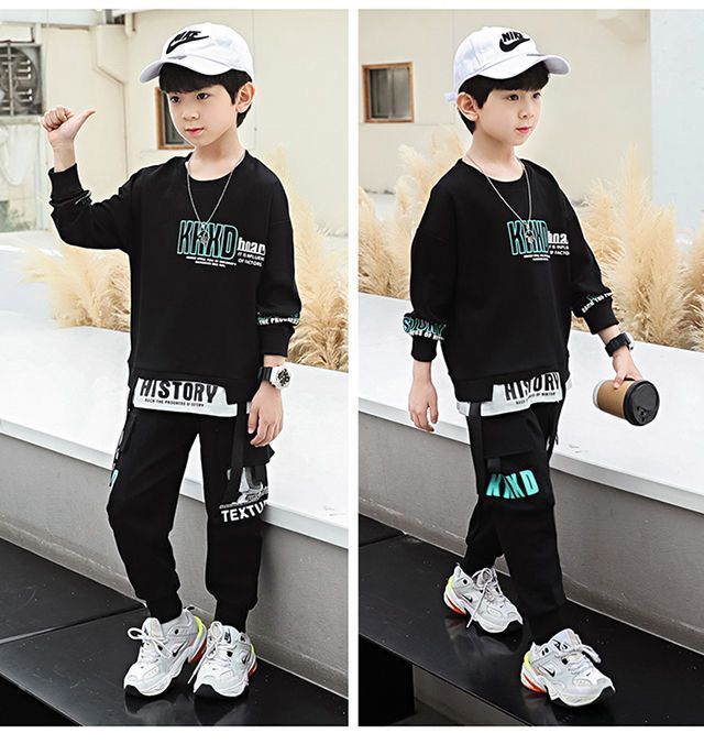 Sarah Fall/Winter Boys Casual Clothing Set Handsome Leisure Suit Printed Vests Pants Sports Two-Piece Polyester Sports Fashionable Boys Handsome Children Clothes,kid clothes,boy clothes