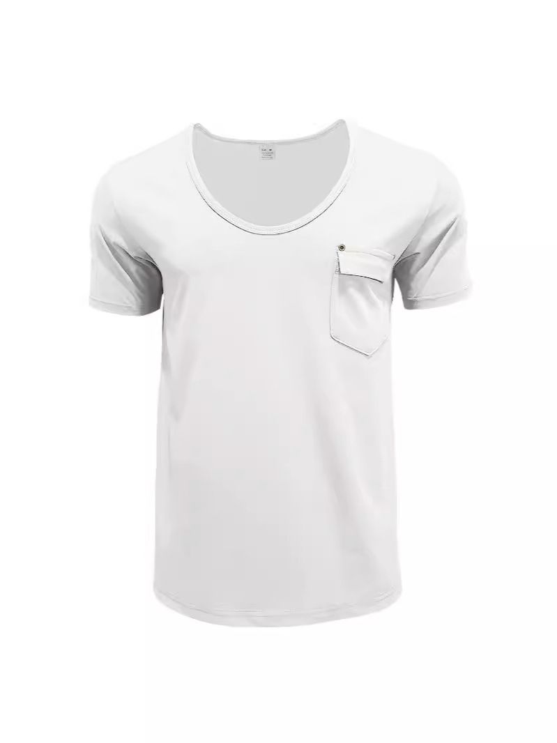 Custom Logo 260 Gsm Oversized Tshirt Heavyweigh Men Cotton Pocket White T-shirt