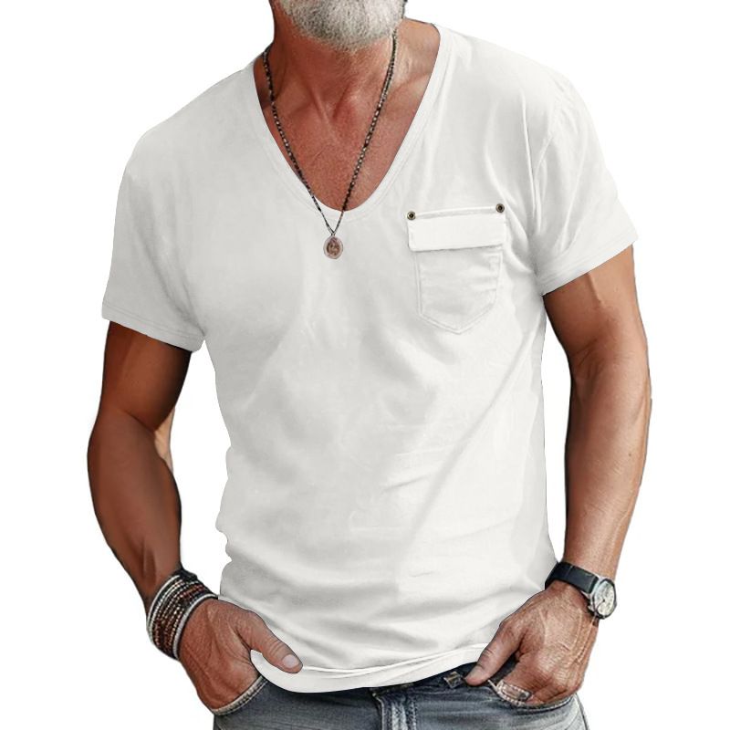 Custom man Teeshirt Plain Color Custom Pocket tshirt Summer Autumn Cotton T-shirt For Mens With Chest Pocket T shirt