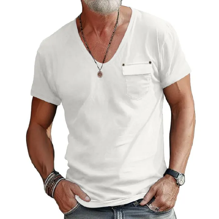 Custom man Teeshirt Plain Color Custom Pocket tshirt Summer Autumn Cotton T-shirt For Mens With Chest Pocket T shirt