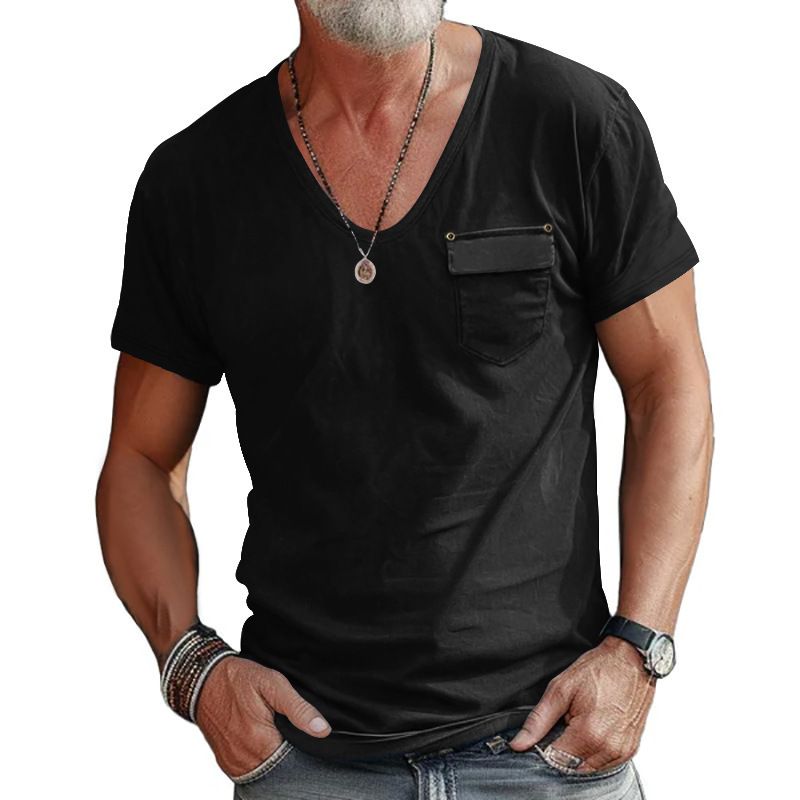 Custom man Teeshirt Plain Color Custom Pocket tshirt Summer Autumn Cotton T-shirt For Mens With Chest Pocket T shirt