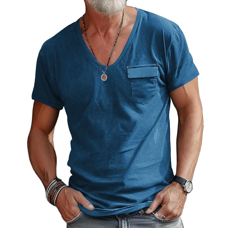 Custom man Teeshirt Plain Color Custom Pocket tshirt Summer Autumn Cotton T-shirt For Mens With Chest Pocket T shirt