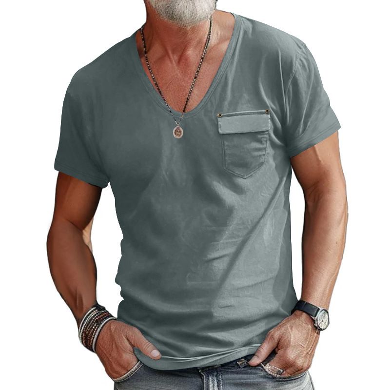 Custom man Teeshirt Plain Color Custom Pocket tshirt Summer Autumn Cotton T-shirt For Mens With Chest Pocket T shirt