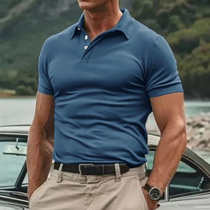 Sweatshirt US Size Custom Logo 85% Polyester 15% Cotton Leisure Fitness Polo Collar Goft Shirt Muscle Men Workout Sport T Shirt