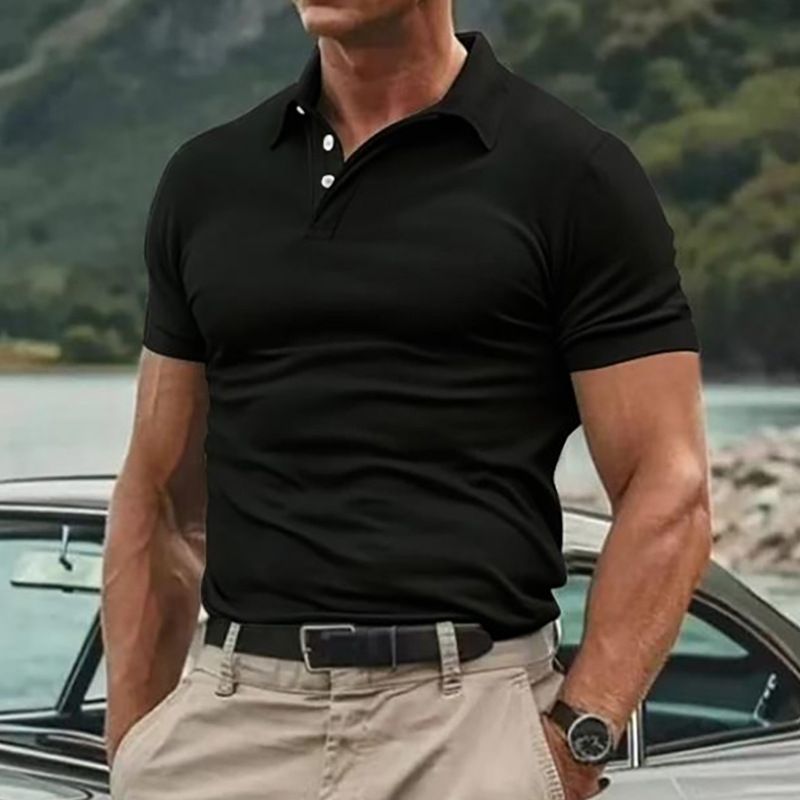Sweatshirt US Size Custom Logo 85% Polyester 15% Cotton Leisure Fitness Polo Collar Goft Shirt Muscle Men Workout Sport T Shirt