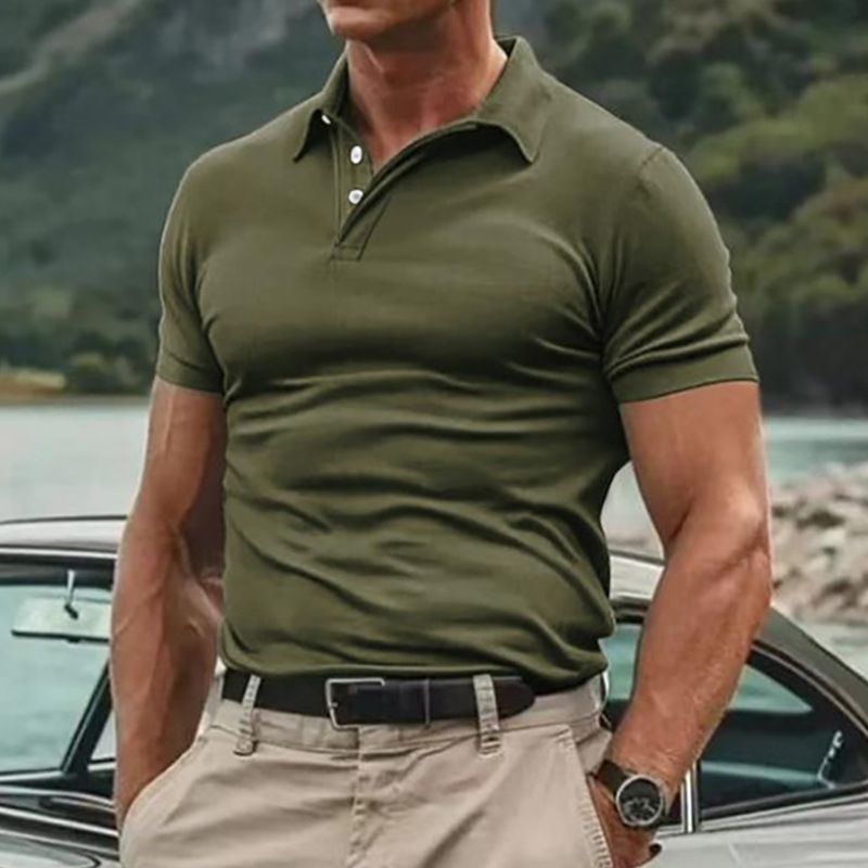 Sweatshirt US Size Custom Logo 85% Polyester 15% Cotton Leisure Fitness Polo Collar Goft Shirt Muscle Men Workout Sport T Shirt