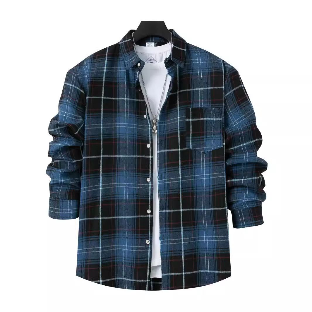 camisas hombre custom men's plaid shirts European and American new fashion spring autumn daily cardigan wholesale Shirts