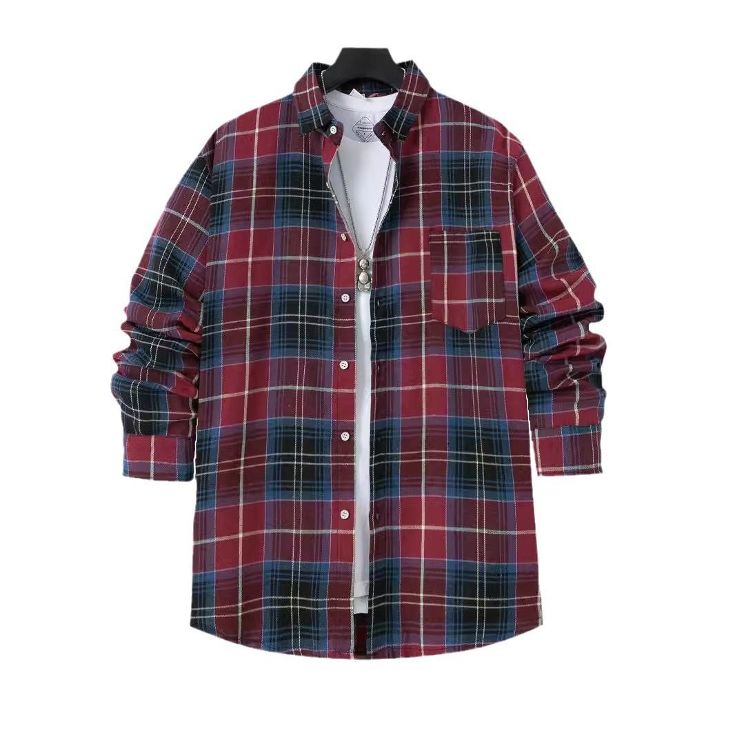 camisas hombre custom men's plaid shirts European and American new fashion spring autumn daily cardigan wholesale Shirts