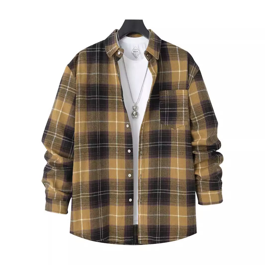camisas hombre custom men's plaid shirts European and American new fashion spring autumn daily cardigan wholesale Shirts