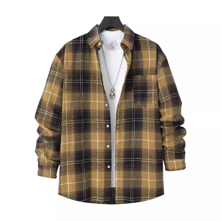 camisas hombre custom men's plaid shirts European and American new fashion spring autumn daily cardigan wholesale Shirts