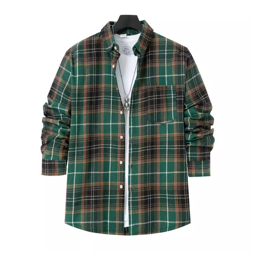 camisas hombre custom men's plaid shirts European and American new fashion spring autumn daily cardigan wholesale Shirts