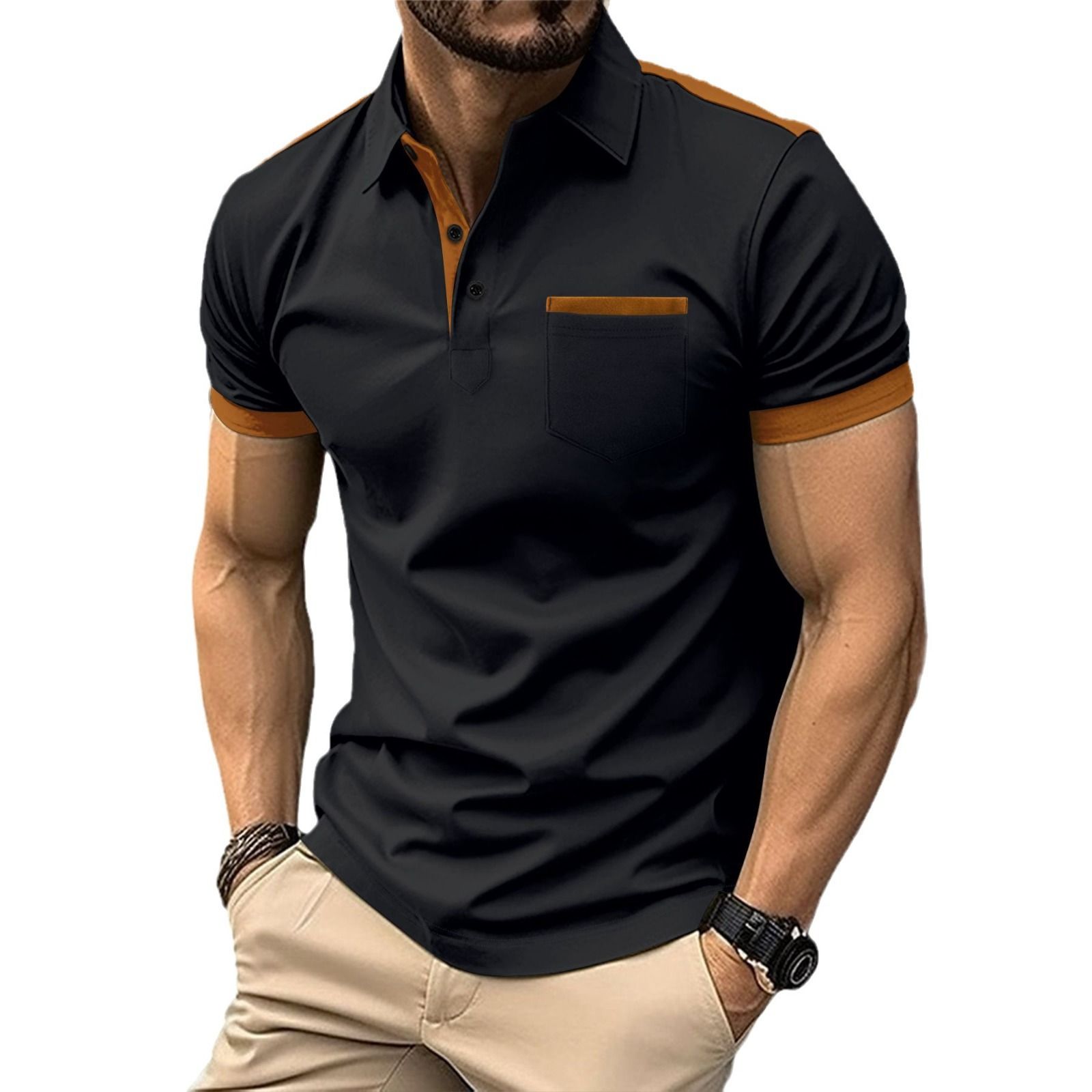 Hot Selling Men's Summer Short Sleeved Casual Polo Collar Versatile Polo
T-Shirts