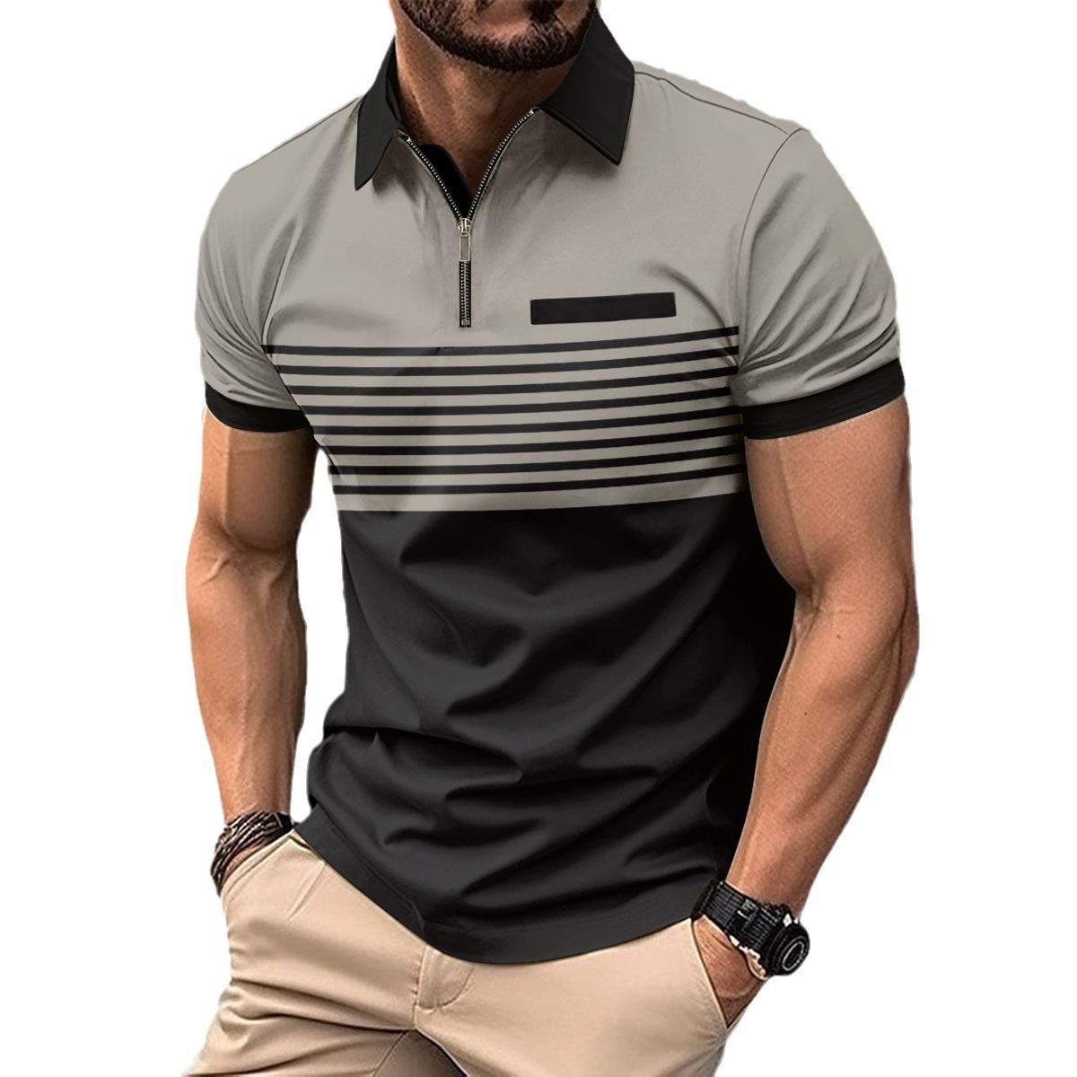 Wholesale zipper cotton men clothes camisas oversize tshirt luxury man polo t shirt for men T-Shirts