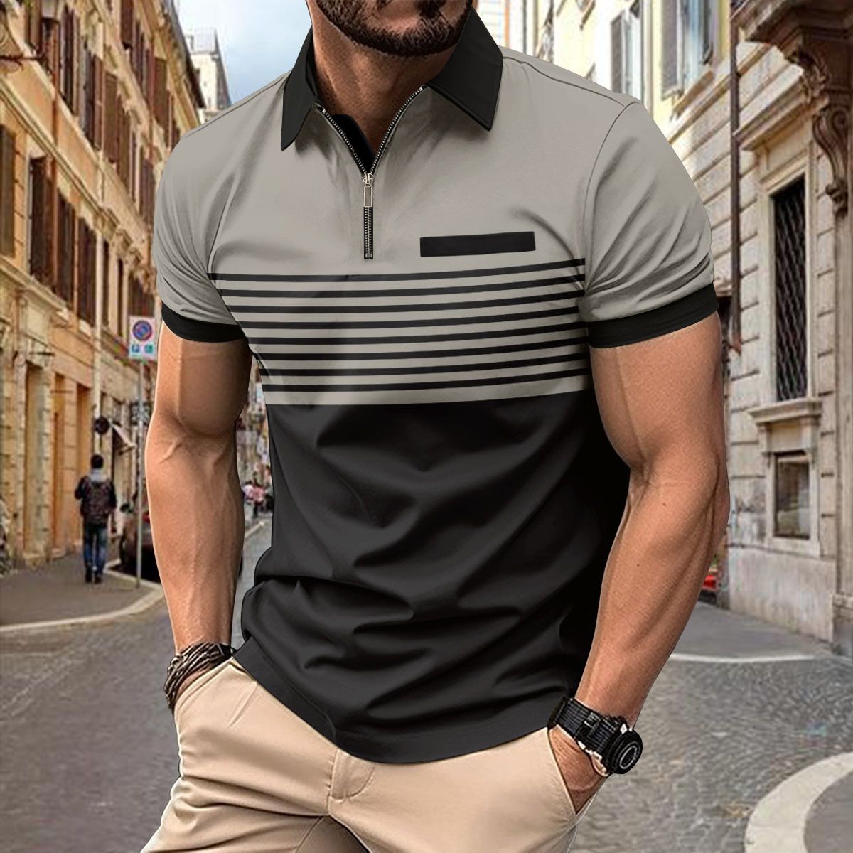 Wholesale zipper cotton men clothes camisas oversize tshirt luxury man polo t shirt for men T-Shirts