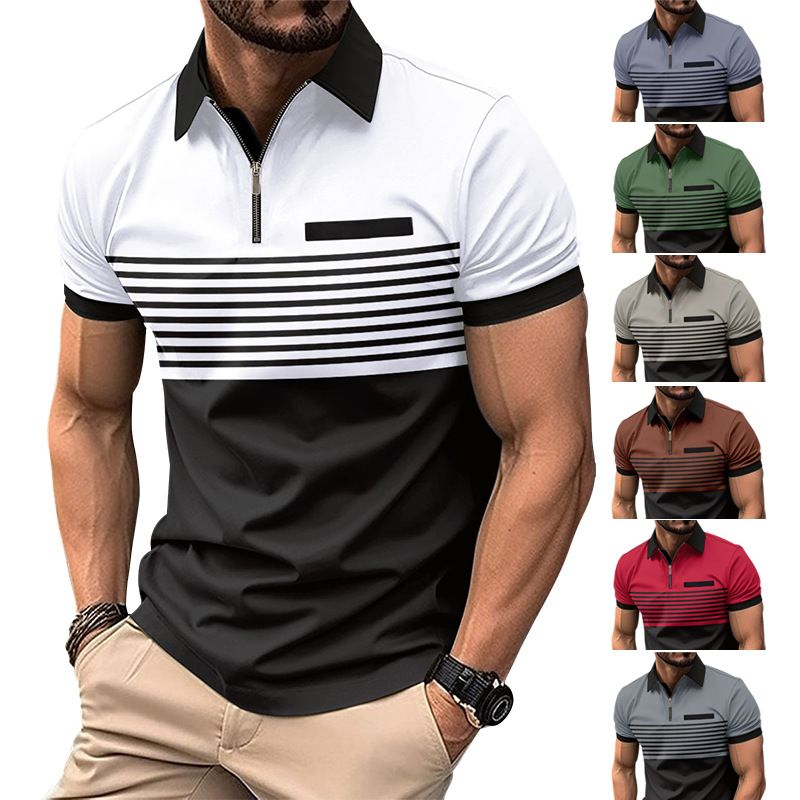Wholesale zipper cotton men clothes camisas oversize tshirt luxury man polo t shirt for men T-Shirts