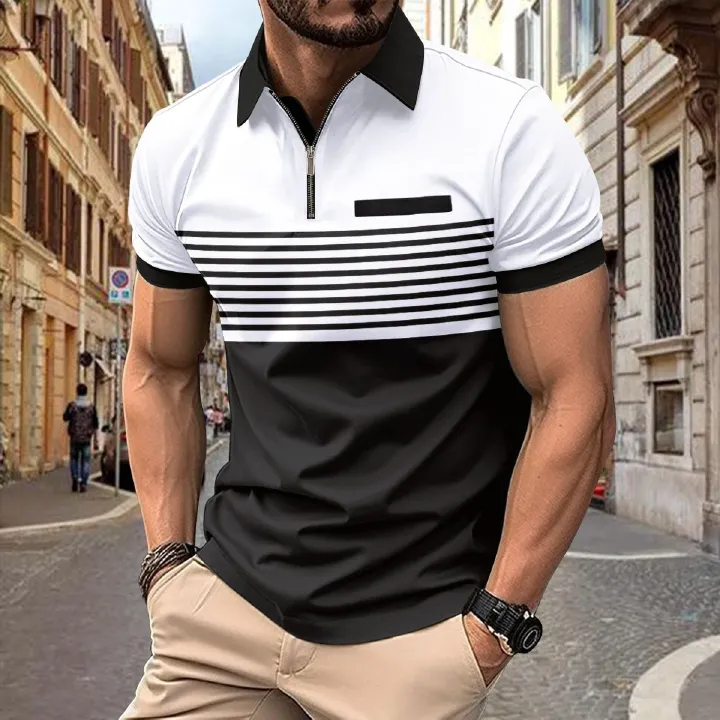 Wholesale zipper cotton men clothes camisas oversize tshirt luxury man polo t shirt for men T-Shirts