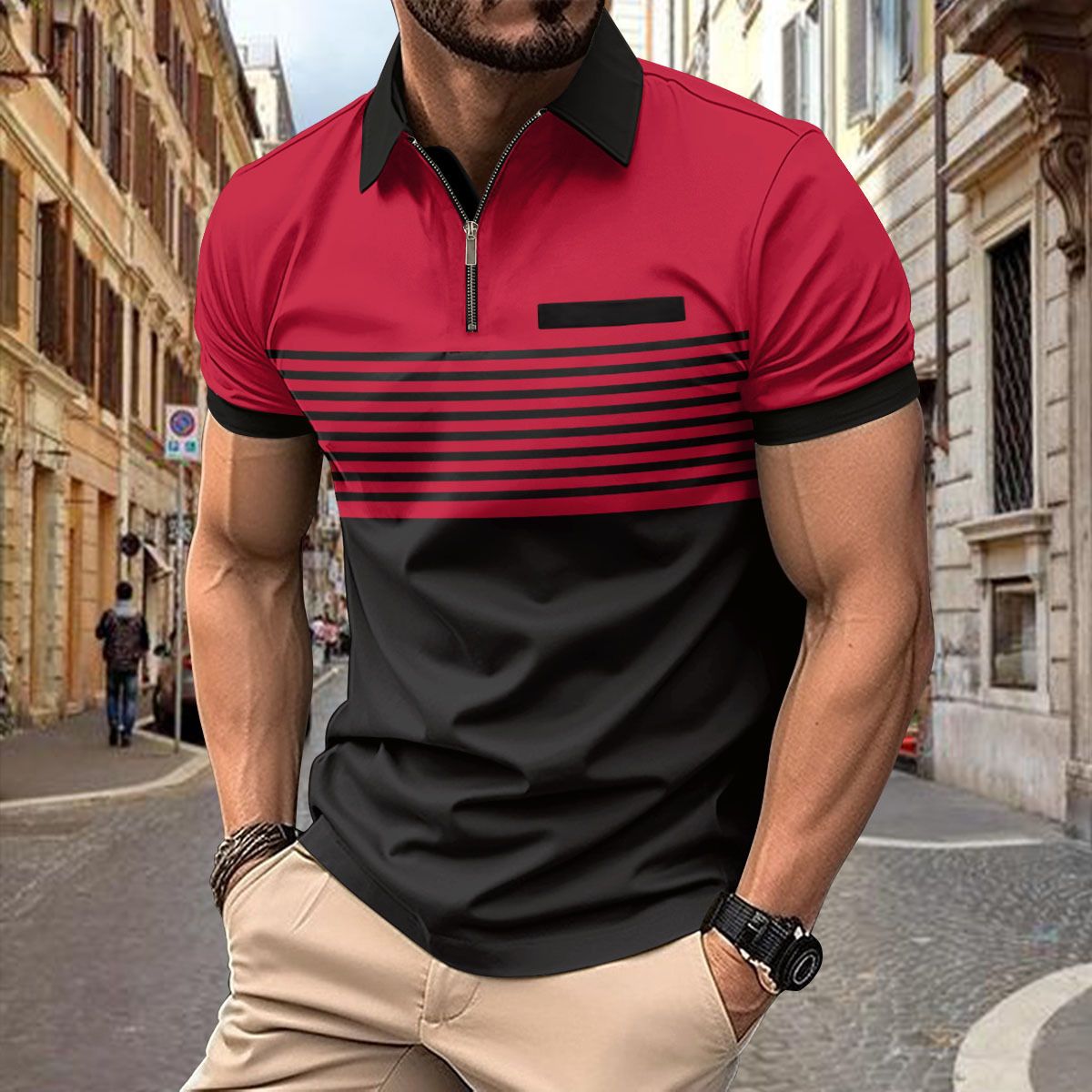 Wholesale zipper cotton men clothes camisas oversize tshirt luxury man polo t shirt for men T-Shirts