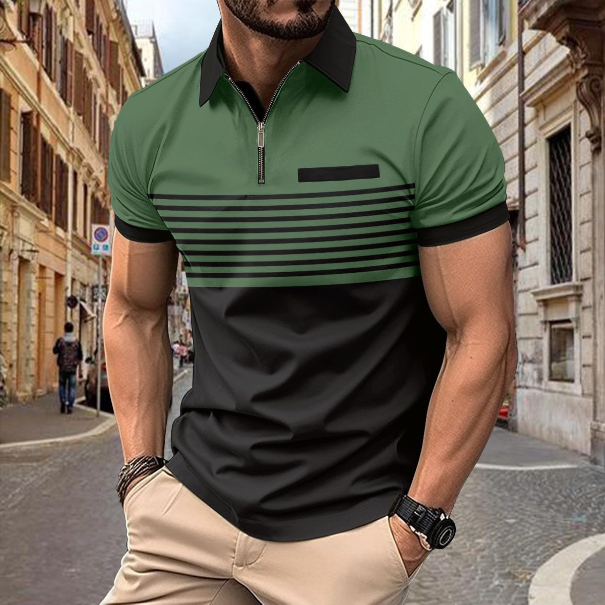 Wholesale zipper cotton men clothes camisas oversize tshirt luxury man polo t shirt for men T-Shirts