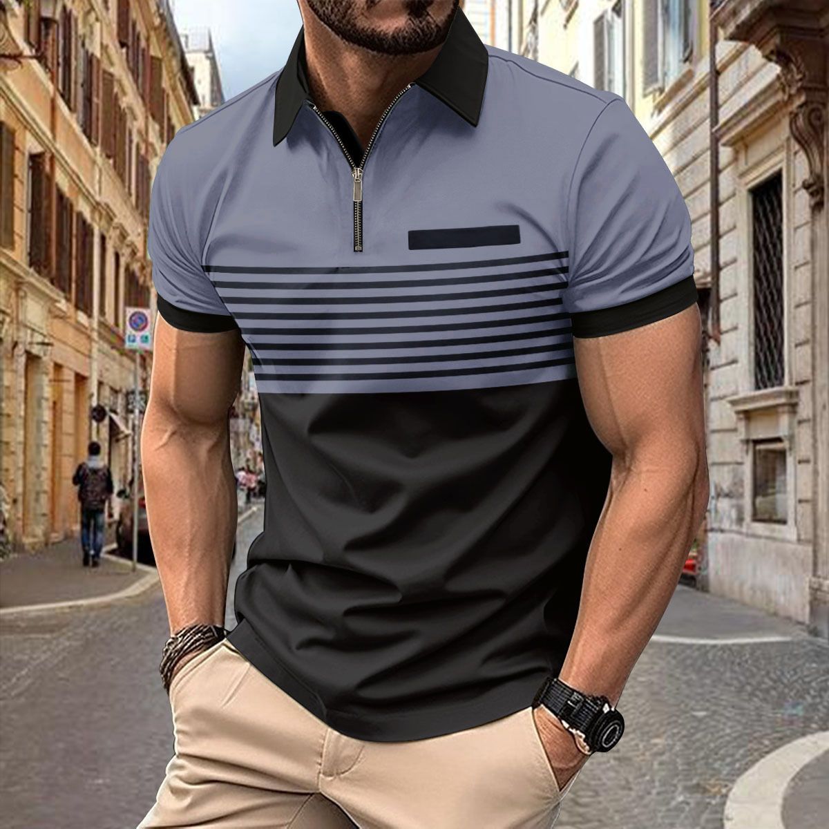 Wholesale zipper cotton men clothes camisas oversize tshirt luxury man polo t shirt for men T-Shirts