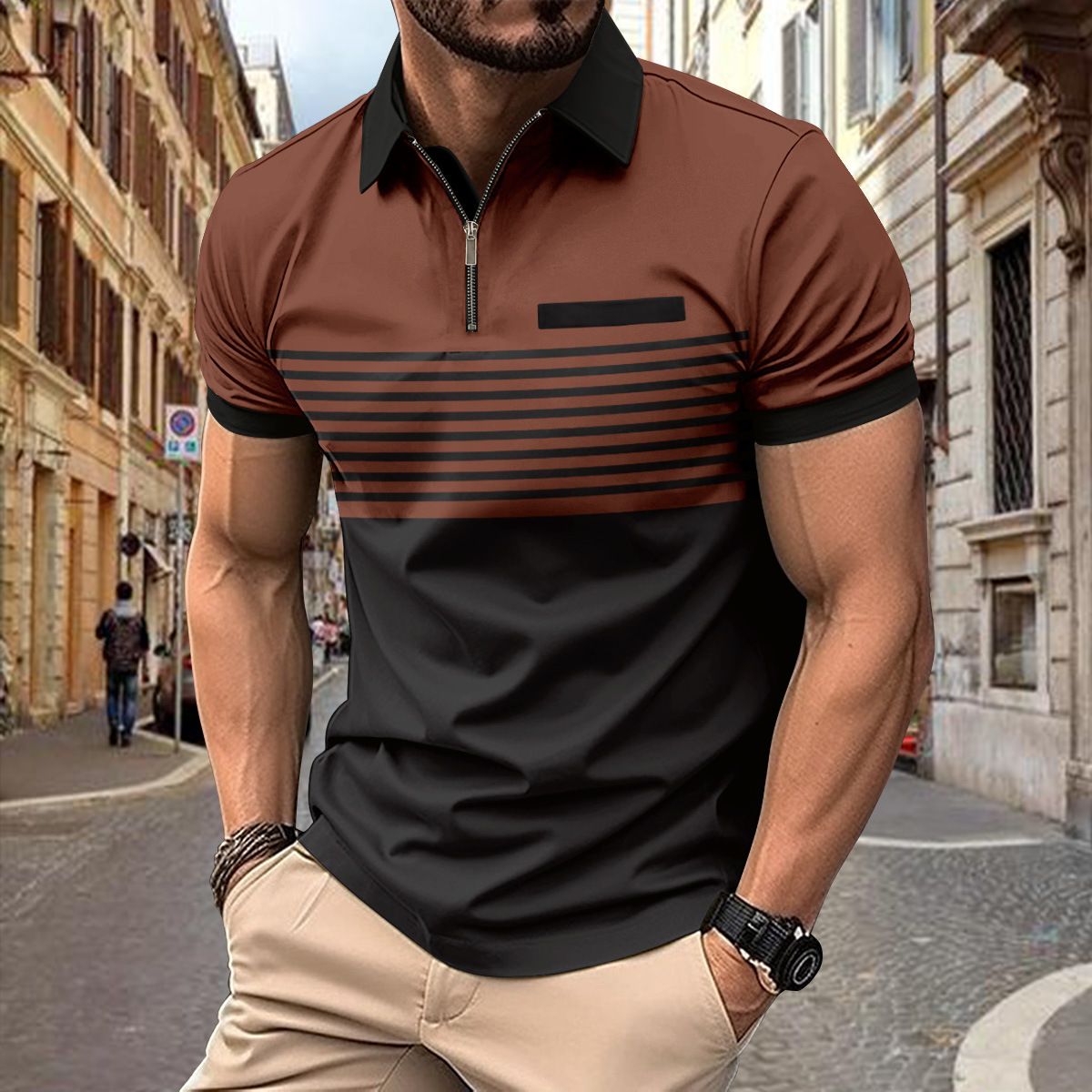 Wholesale zipper cotton men clothes camisas oversize tshirt luxury man polo t shirt for men T-Shirts