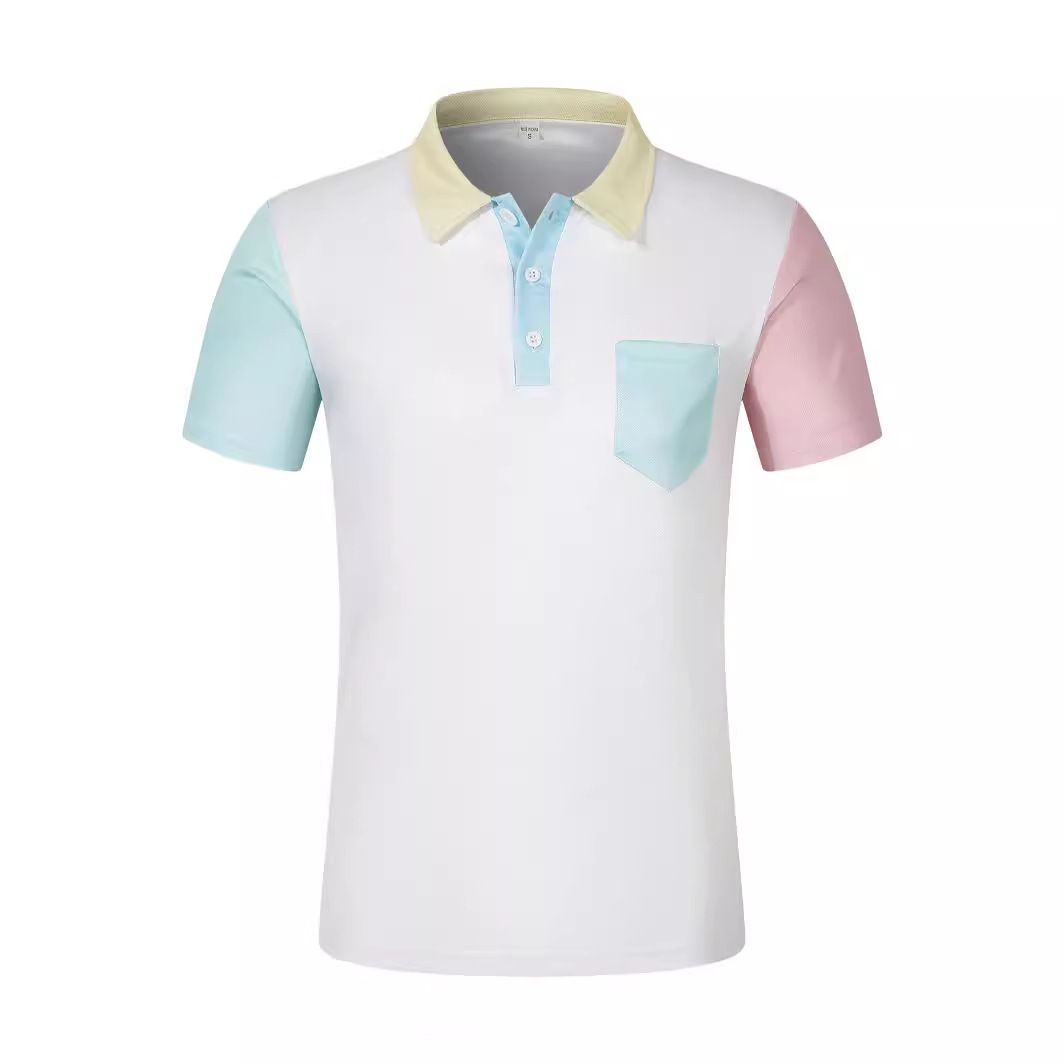 customized logo golf wear tshirt high quality cotton breathable men golf t shirts color block polo T-Shirts