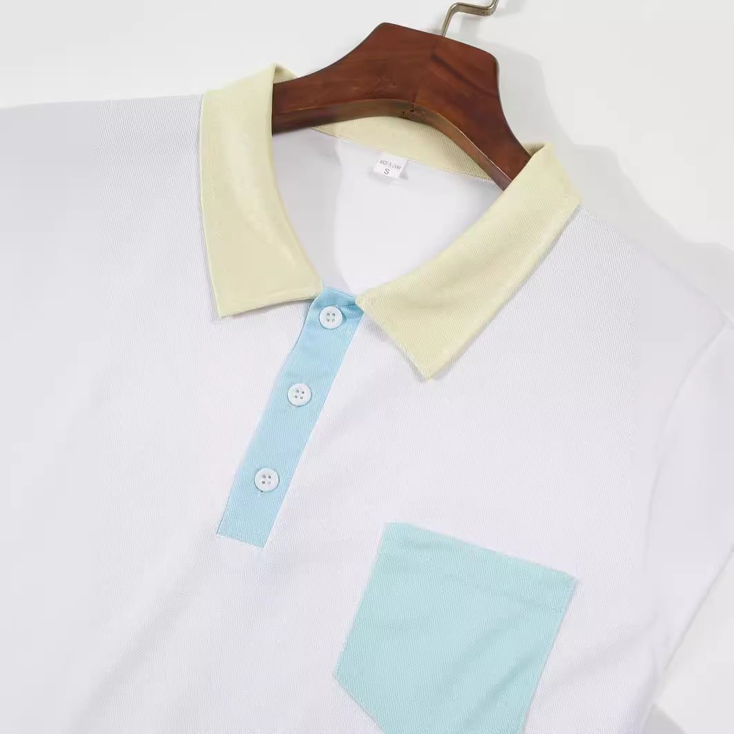 customized logo golf wear tshirt high quality cotton breathable men golf t shirts color block polo T-Shirts