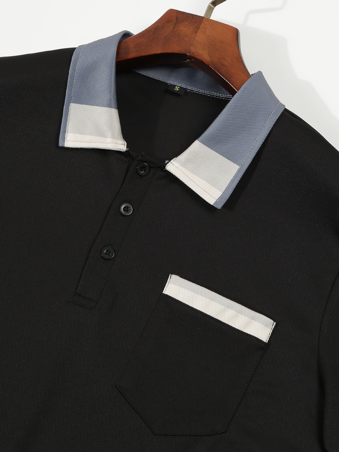 Wole sale trendy Muscle Fit Plain v Pocket tshirt Short Sleeve Button Up Collar t Shirts For Men With Colored Collar T-Shirts