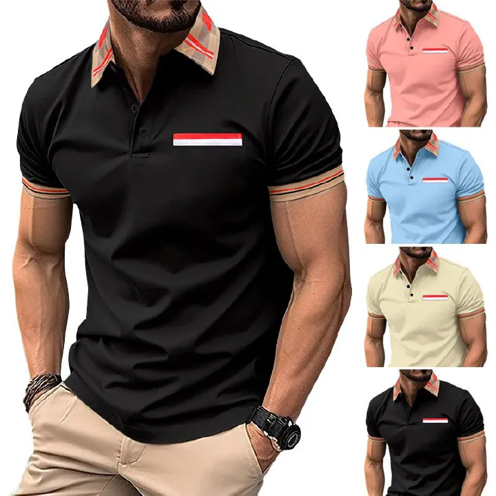 Breathable Thick Collar New Summer Casual plain golf Oversize T-shirts Men's White Short Sleeves T Shirt