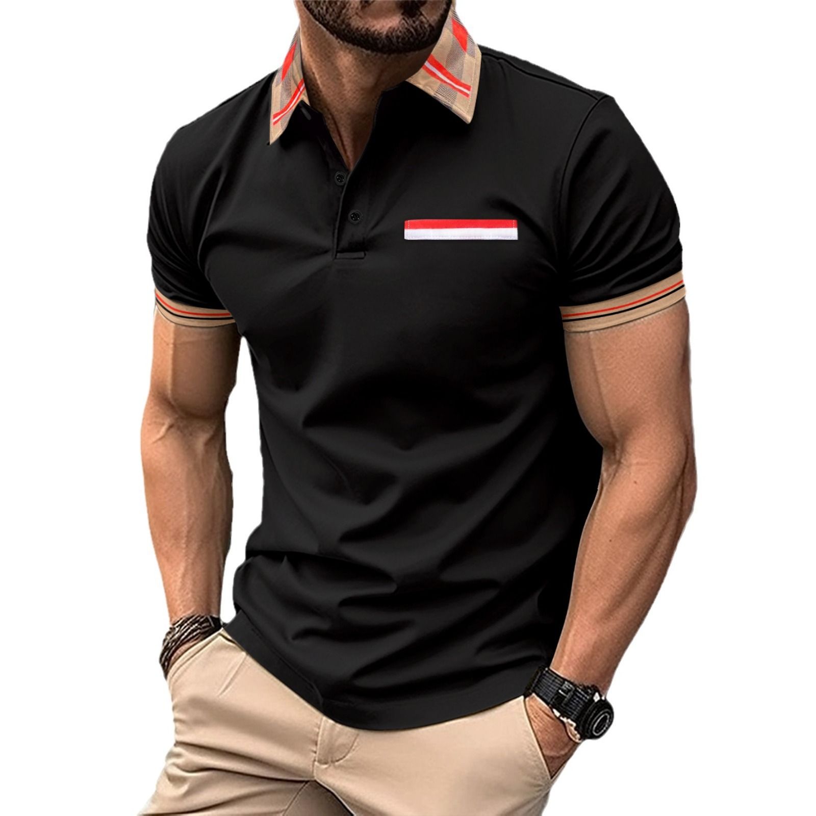 Breathable Thick Collar New Summer Casual plain golf Oversize T-shirts Men's White Short Sleeves T Shirt