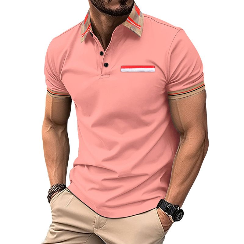Breathable Thick Collar New Summer Casual plain golf Oversize T-shirts Men's White Short Sleeves T Shirt