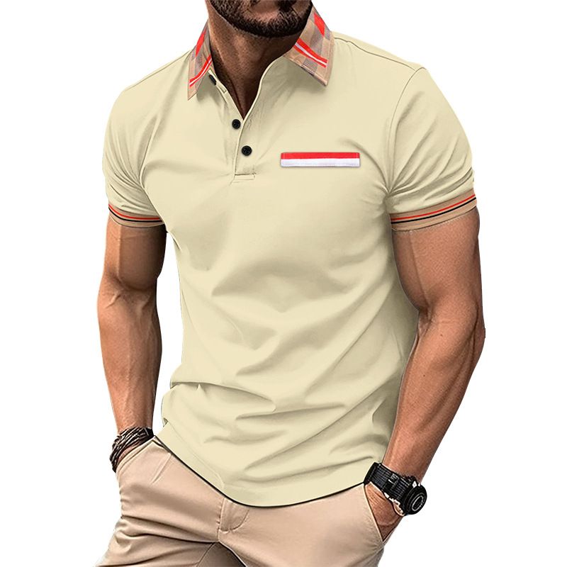 Breathable Thick Collar New Summer Casual plain golf Oversize T-shirts Men's White Short Sleeves T Shirt