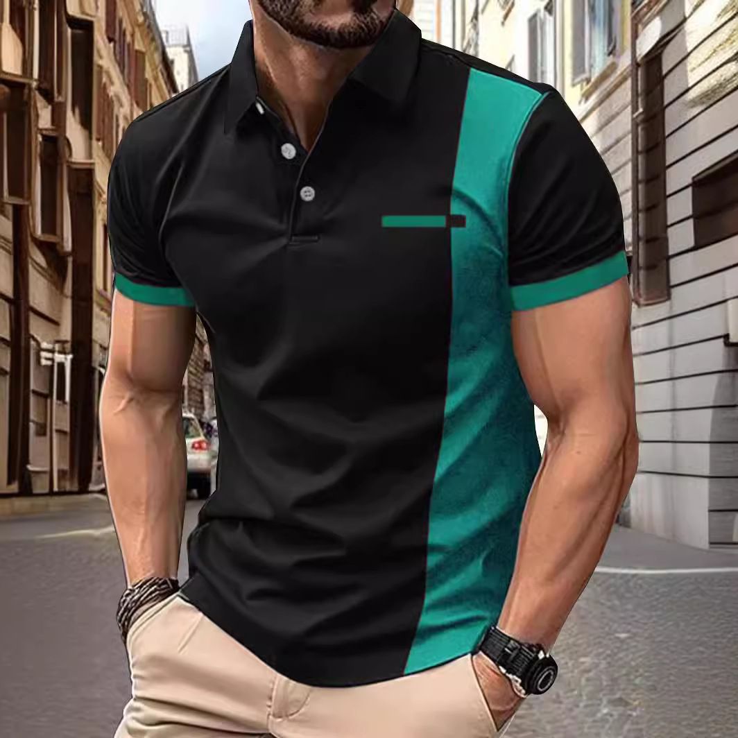 Summer New Sports Polo Shirt Fashion Golf Print Short Sleeve Anti-Wrinkle Fabric Lapel Style Men's Polo T-Shirts