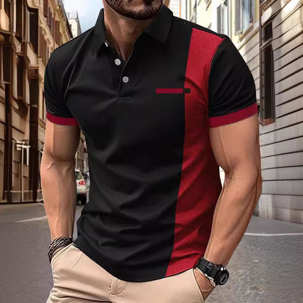 Summer New Sports Polo Shirt Fashion Golf Print Short Sleeve Anti-Wrinkle Fabric Lapel Style Men's Polo T-Shirts