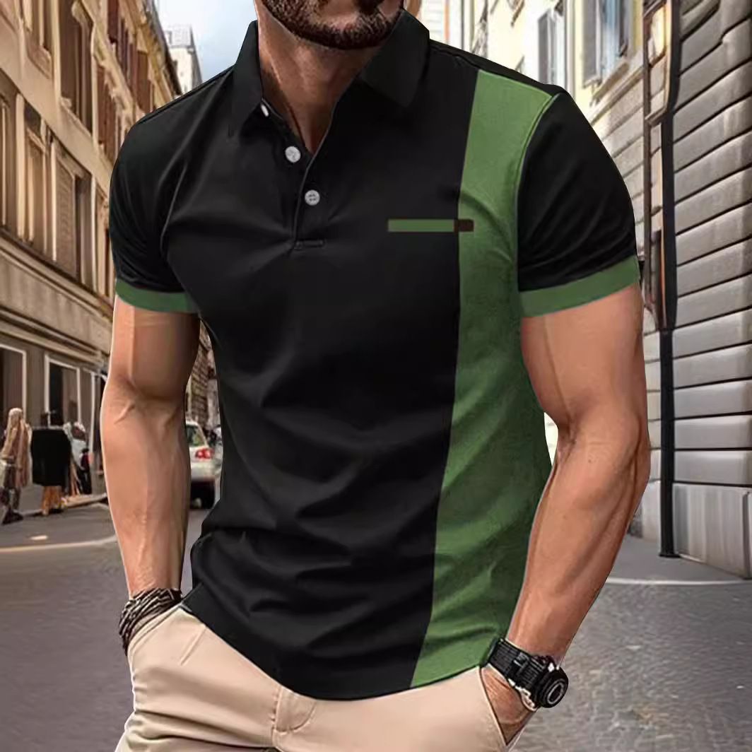 Summer New Sports Polo Shirt Fashion Golf Print Short Sleeve Anti-Wrinkle Fabric Lapel Style Men's Polo T-Shirts