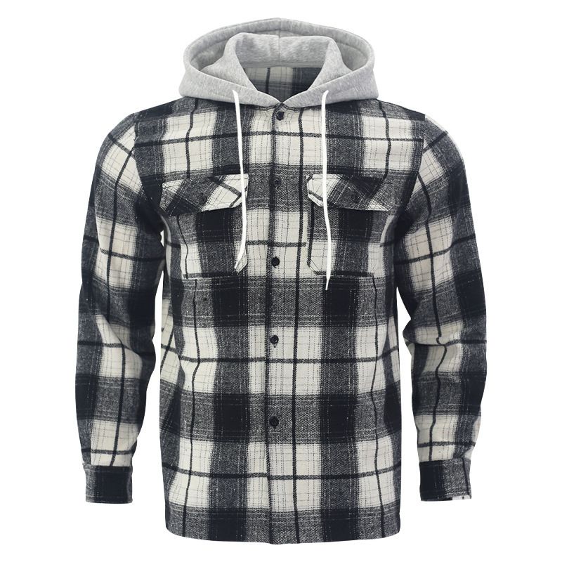 new style Manufacturer men fleece hoodie lined thermal men's flannel jackets plaid shirts long sleeve warm comfort Shirts