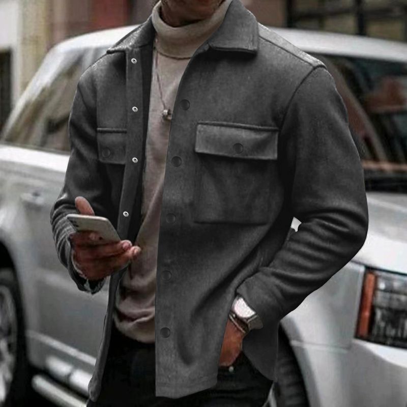 Men's fleece jacket Amazon single breasted lapel casual jacket for men Jackets & Coats