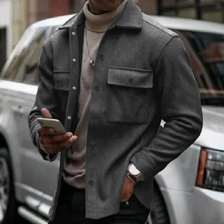 Men's fleece jacket Amazon single breasted lapel casual jacket for men Jackets & Coats