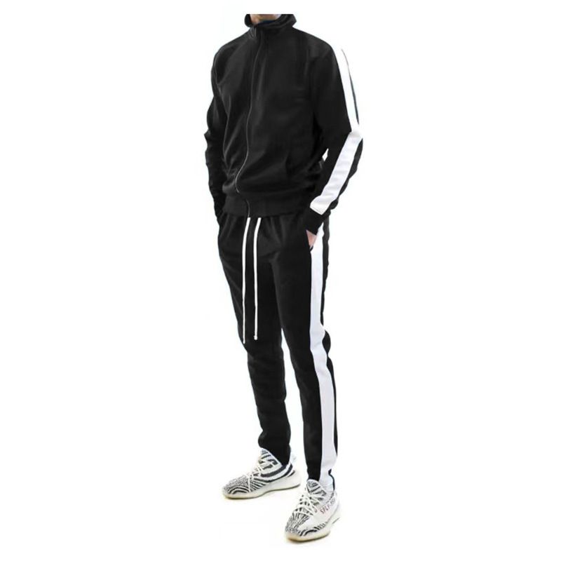 High Quality Custom Side Stripes Unisex Sports Sweatsuit 2 Piece Jogger Set Patchwork Track Suit Training Tracksuit For Men  Two-Piece Outfits